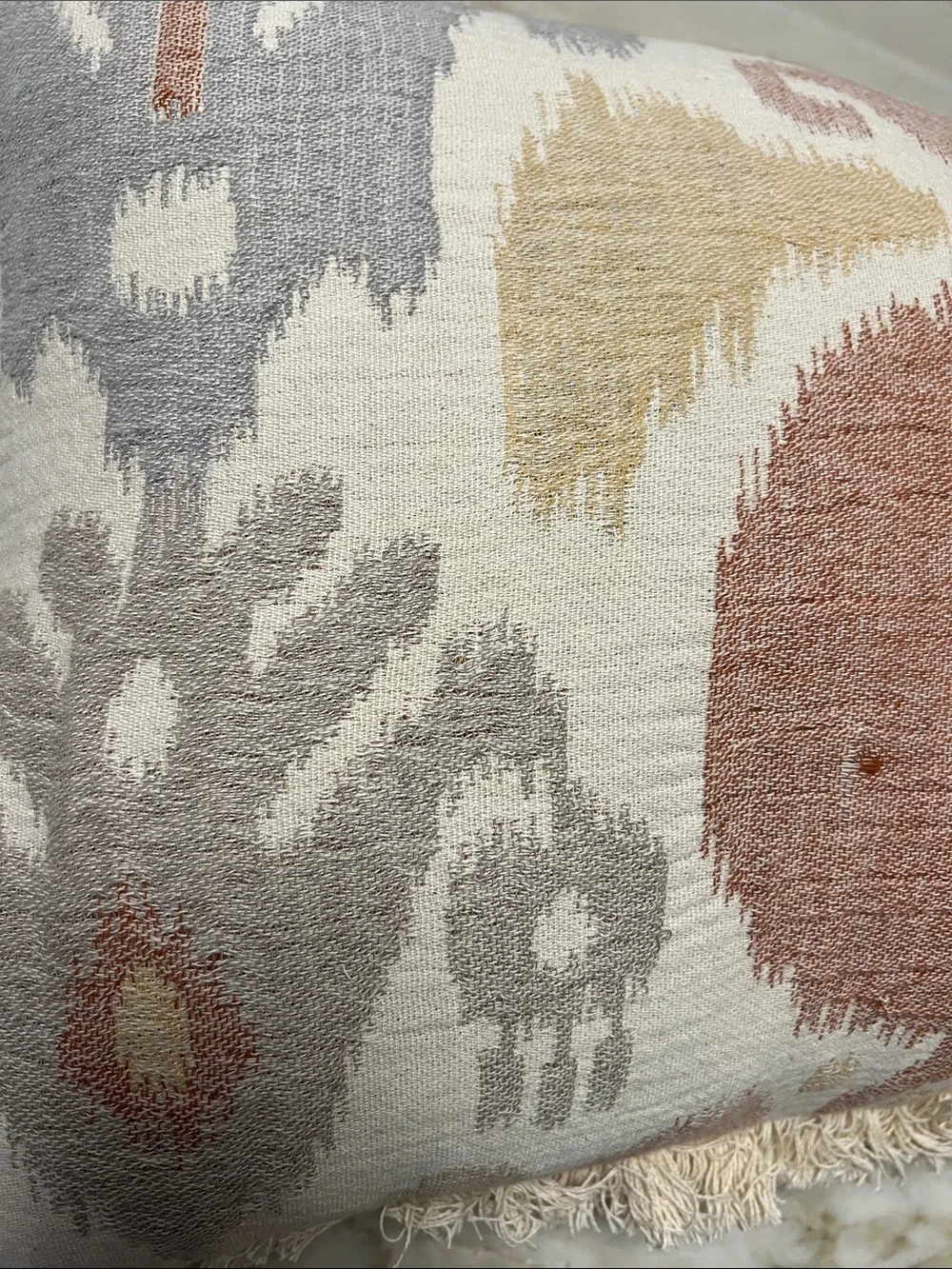 Ikat-Style Pillow by Devi Designs, feather & down insert, zipper closure 16 x 26